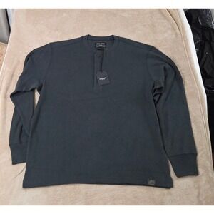 Filson Waffle Knit Henley Sweater Men Size XL Faded Black Charcoal New With Tags